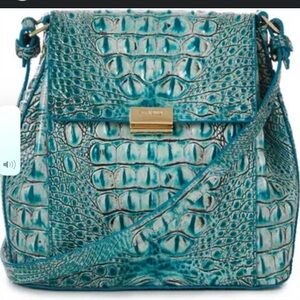 Margo Croc Embossed Leather Crossbody Bag Brahmin NWOT